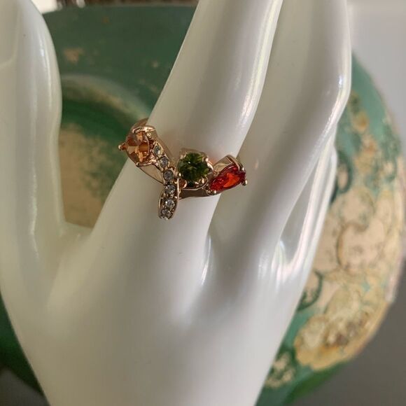 Gorgeous FJ Fallon Multicolor, Multishape CZ ring, in Gold tone, Stamped - Picture 1 of 4